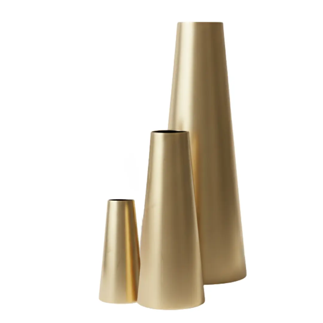 Large tapered brass planter in modern interior